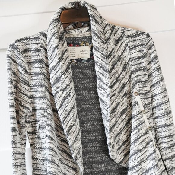Saturday Sunday, Anthropologie, Asymmetrical Striped Cardigan Blazer Jacket - Picture 3 of 10